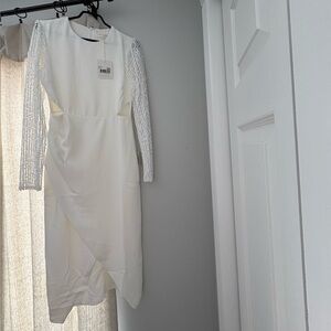 NWT Chancery White Long-Sleeve Sequin-Embellished Dress